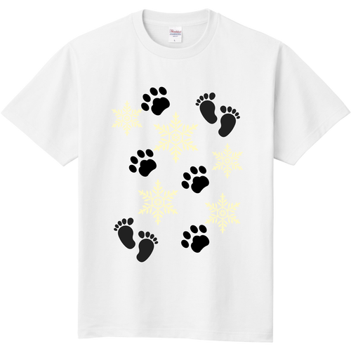 雪の上の足跡 定番Ｔシャツ