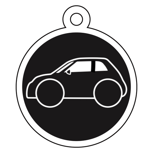 イタリア車風丸型黒キーホルダー(横) アクリルキーホルダー　丸型 (4cm)