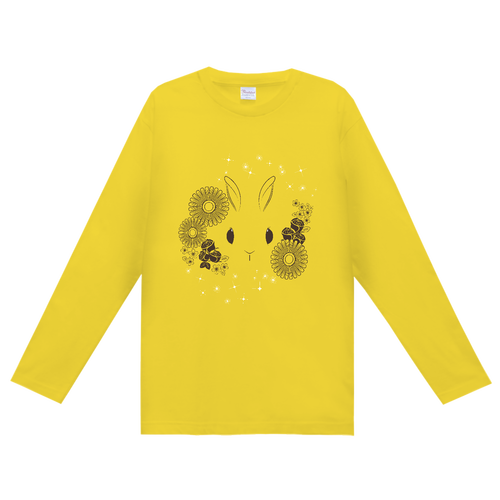 うさぎかわいい･花 ヘビーウェイト長袖Ｔシャツ (長袖プリント可)