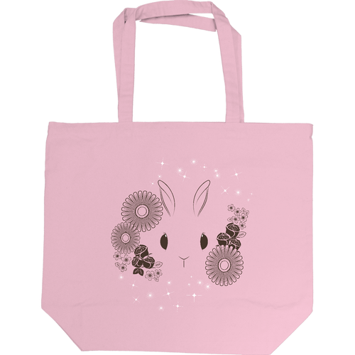 うさぎかわいい･花 キャンバストート L