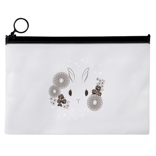 うさぎかわいい･花 EVAクリアポーチ（M）