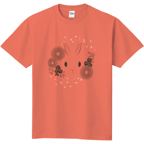 うさぎかわいい･花 キッズＴシャツ