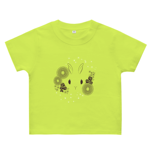 うさぎかわいい･花 ヘビーウェイトベビーＴシャツ
