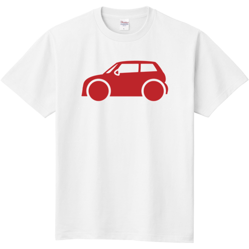 ミニクーパー風Tシャツ赤(横) 定番Ｔシャツ