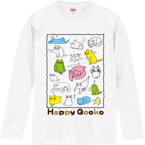 Qooko Style No.1（注！濃色のシャツに黒印刷は見えません） ロングスリーブTシャツ