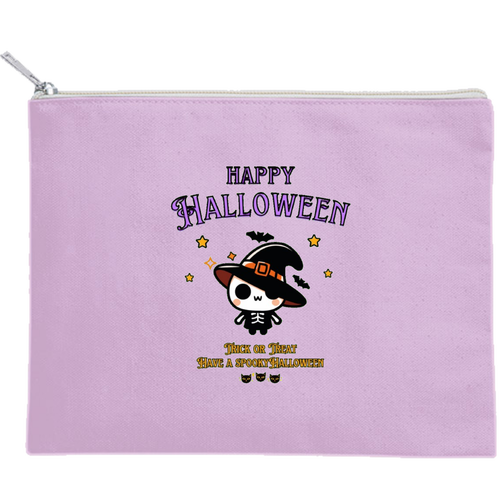 Halloween☆ニャン Purple キャンバスポーチ（M）【白プリント有】