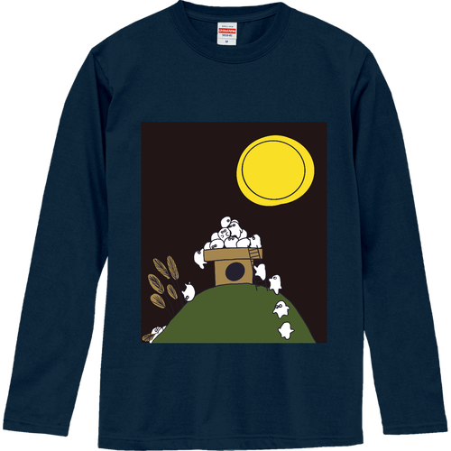 十五夜　お団子 ロングスリーブTシャツ