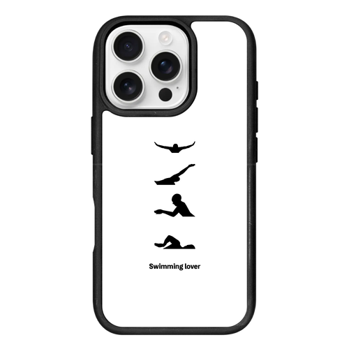4泳法（黒）(Swimming Lover)(A) iPhone16Pro プリントパネルラバーケース