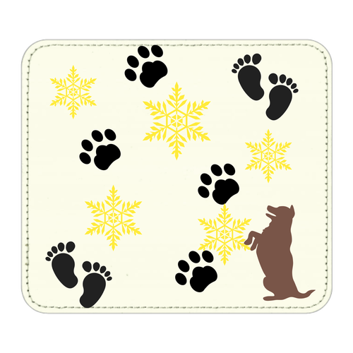 雪の上の足跡 レザーマウスパッド（スクエア）