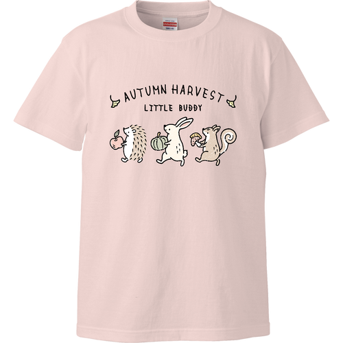 秋の収穫（ハリネズミ・ウサギ・リス） ハイクオリティーTシャツ