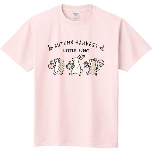 秋の収穫（ハリネズミ・ウサギ・リス） 定番Ｔシャツ