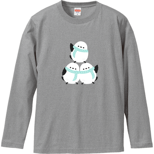 シマエナガくん 冬 フラット pat01 ロングスリーブTシャツ