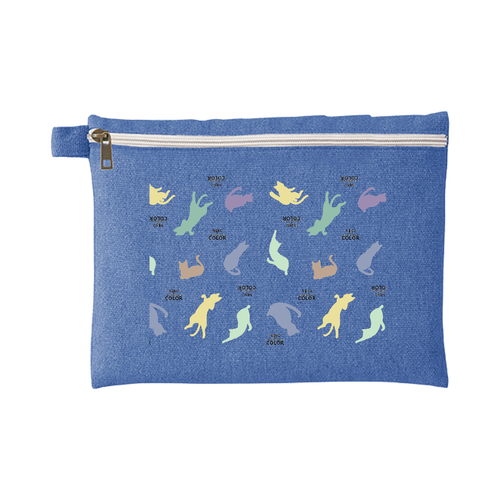 猫が認識できる色ポーチ シャンブリックキャンバスフラットポーチ（L）