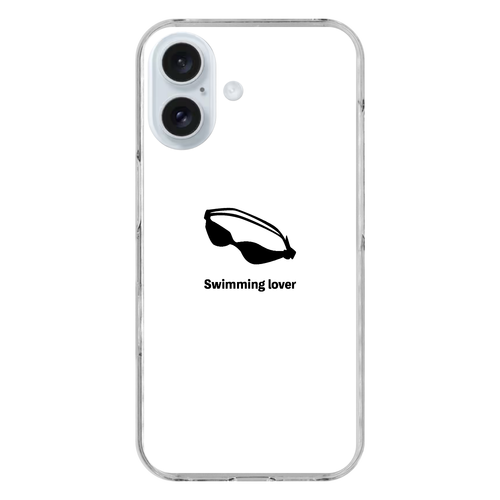 ゴーグル（黒）(Swimming Lover)(A) iPhone16 (透明)(ハードケース)