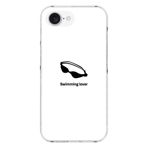 ゴーグル（黒）(Swimming Lover)(A) iPhone16e (透明)(ハードケース)