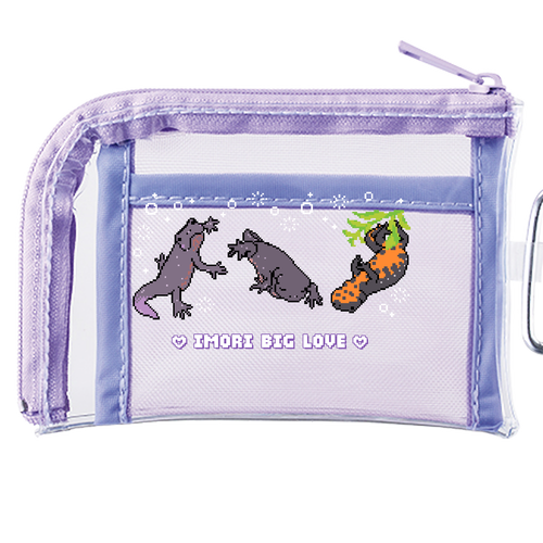 イモリ大好きドット♡クリアミニポーチ：パープル メッシュポケットクリアミニポーチ