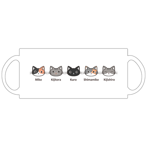 5匹のかわいいねこちゃんたち 定番マグカップ