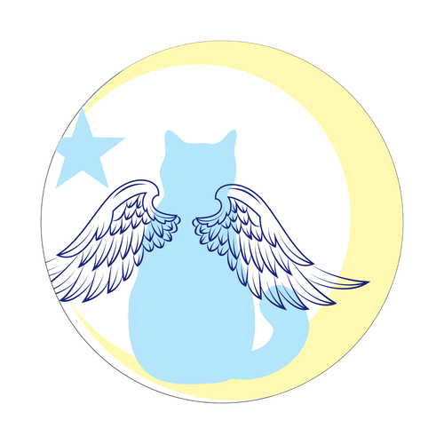 案内人猫天使るいのモチーフバッジ クリアバッジ