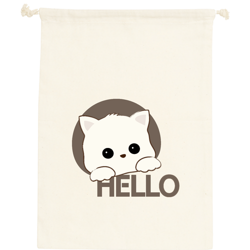 HELLO(cat) コットン巾着（L）