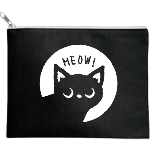 MEOW！子猫くん キャンバスフラットポーチ（M）【白プリント有】