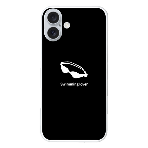 ゴーグル（白）(Swimming Lover)(A) iPhone16 Plus (透明)(ハードケース)