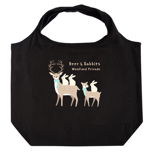 森の仲間たち（鹿さん＆ウサギさん） たためるマルシェ【白プリントあり】