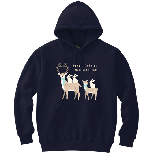 森の仲間たち（鹿さん＆ウサギさん） 軽量プルパーカー (長袖プリント)