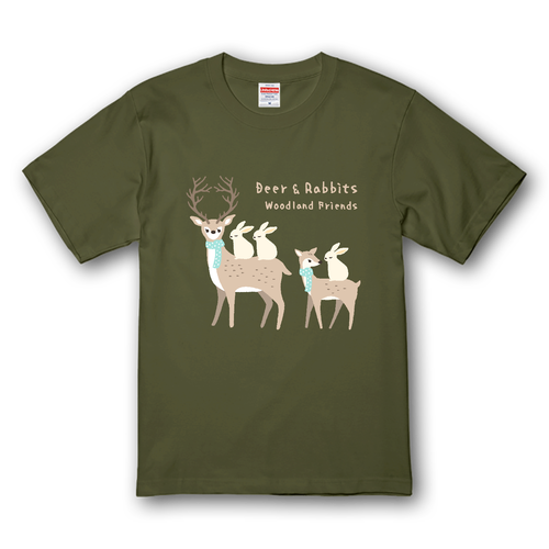森の仲間たち（鹿さん＆ウサギさん） プレミアムTシャツ