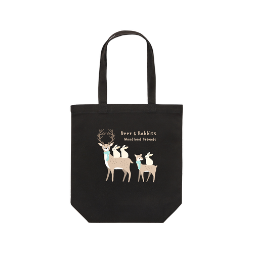 森の仲間たち（鹿さん＆ウサギさん） レギュラーキャンバストートバッグ(M) (フルカラー転写プリント)