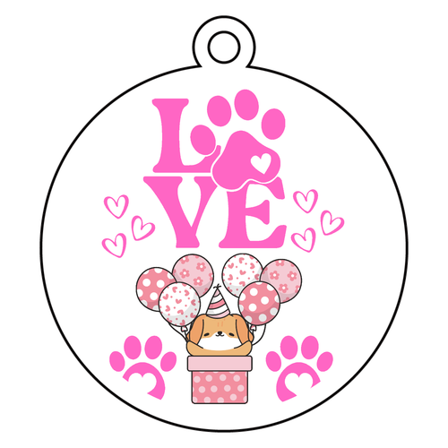 アイラブワンちゃんパート1 アクリルキーホルダー　丸型 (6cm)