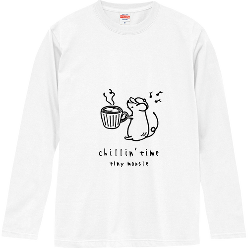 ネズミくんとコーヒーカップ BK ロングスリーブTシャツ