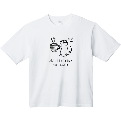 ネズミくんとコーヒーカップ BK ヘビーウェイト ビッグシルエットTシャツ