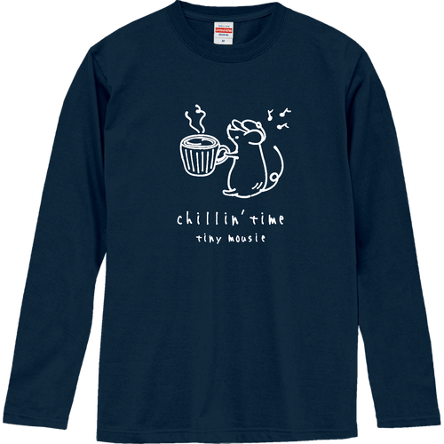 ネズミくんとコーヒーカップ WH ロングスリーブTシャツ