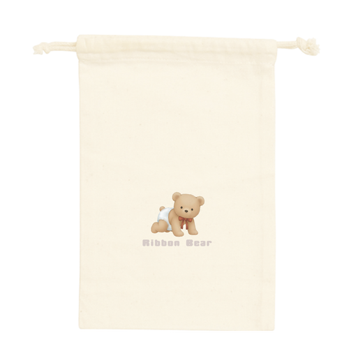 Ribbon Bear 巾着袋M コットン巾着（Ｍ）