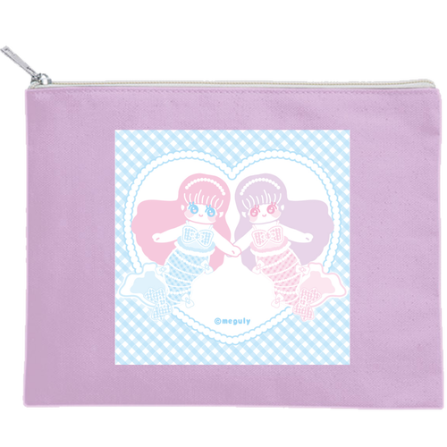 双子マーメイド キャンバスポーチ（M）【白プリント有】
