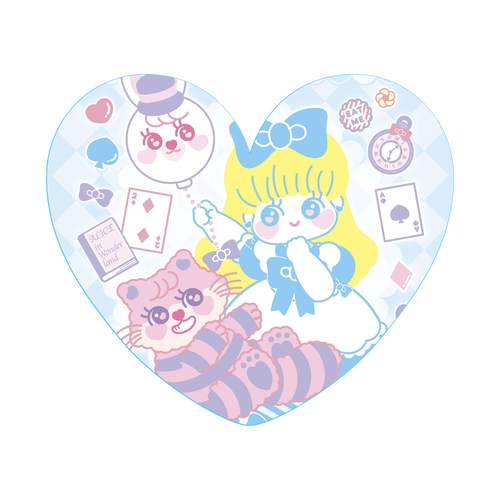 童話展のアリス アクリルバッジハート(58x50mm)