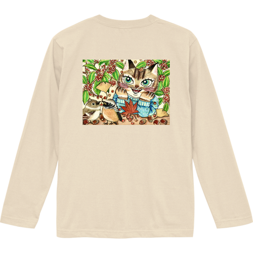 ねこと秋(背面プリント) ロングスリーブTシャツ