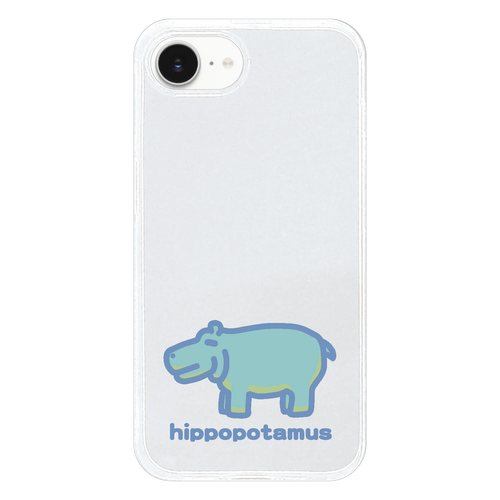 お昼が楽しみなカバ（あお） iPhone16eソフトケース (TPU)