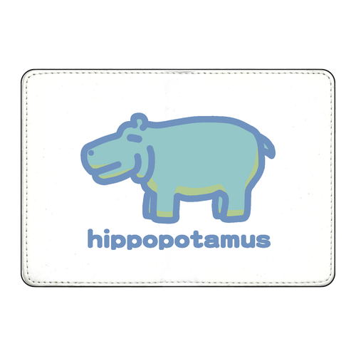 お昼が楽しみなカバ（あお） カード収納ケース