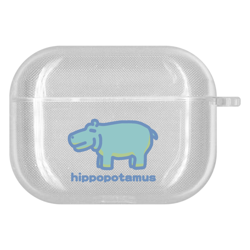 お昼が楽しみなカバ（あお） AirPods Pro ソフトタイプケース