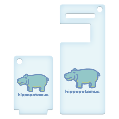 お昼が楽しみなカバ（あお） アクリルスマホスタンドキーホルダー