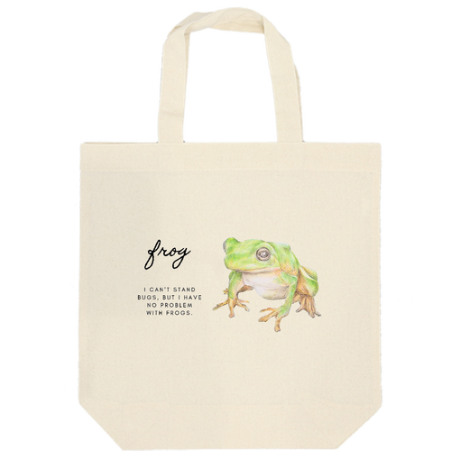 カエル･トートバッグ 厚手コットンマチ付トート(M)