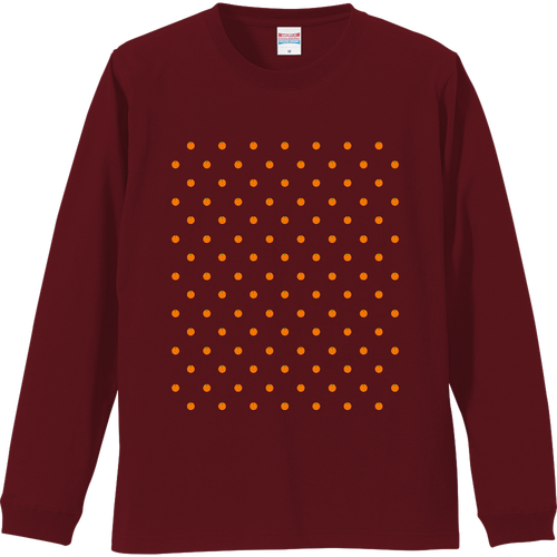 ドット よく見るとみかん リブ付 ロングスリーブＴシャツ