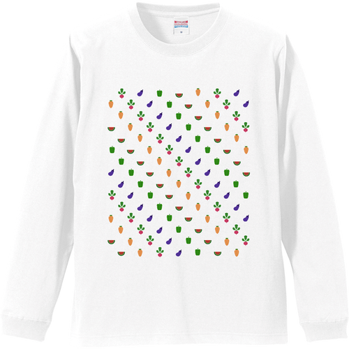 ドット よく見るとベジタブル リブ付 ロングスリーブＴシャツ