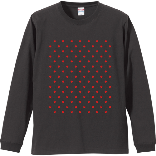 ドット よく見るとりんご リブ付 ロングスリーブＴシャツ