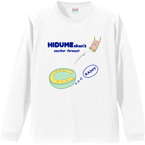 ひづめちゃんの天気予報・雨 リブ付 ロングスリーブＴシャツ