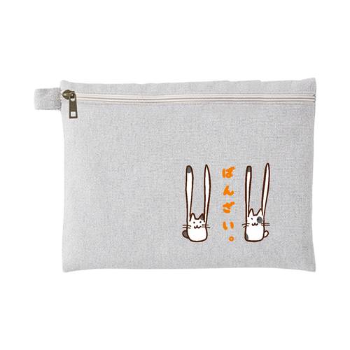 ばんざい。　シャンブリックキャンバスフラットポーチ(L) シャンブリックキャンバスフラットポーチ（L）