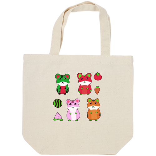 カラフルハムスターのトートバッグ キャンバスデイリートート（SM)【白プリント有】