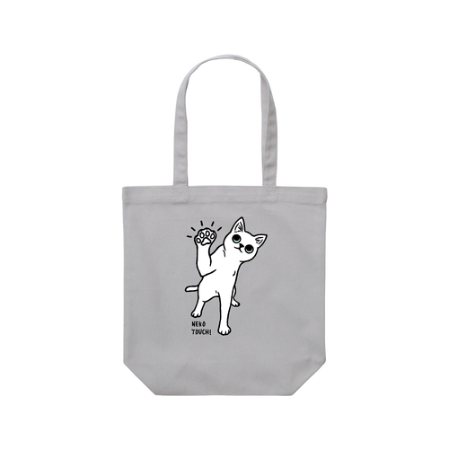 ねこタッチ 白猫 レギュラーキャンバストートバッグ(M) (フルカラー転写プリント)