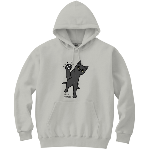 ねこタッチ 黒猫 軽量プルパーカー (長袖プリント)